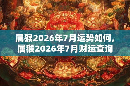 属猴2026年7月运势如何,属猴2026年7月财运查询