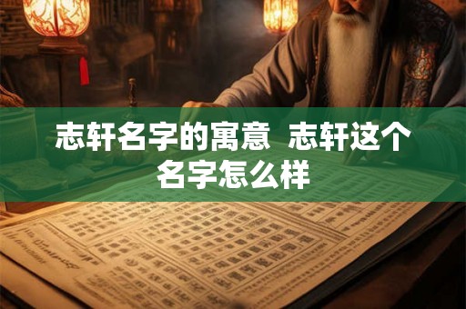 志轩名字的寓意  志轩这个名字怎么样