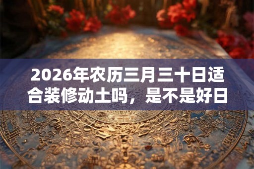 2026年农历三月三十日适合装修动土吗，是不是好日子？