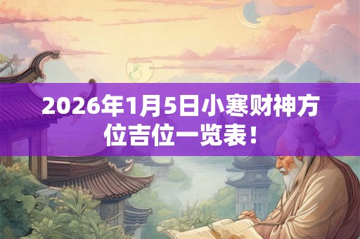 2026年1月5日小寒财神方位吉位一览表! 2026年1月5日小寒财神方位吉位一览表!