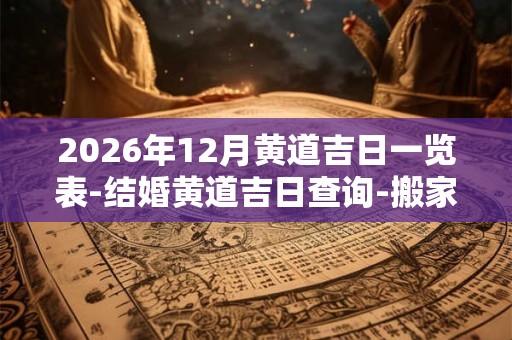 2026年12月黄道吉日一览表-结婚黄道吉日查询-搬家黄道吉日盘点