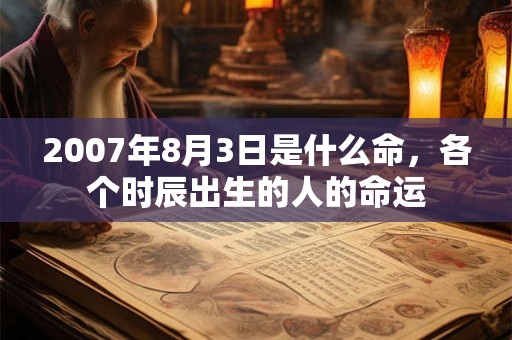2007年8月3日是什么命，各个时辰出生的人的命运