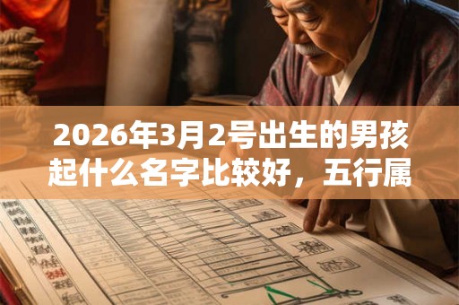 2026年3月2号出生的男孩起什么名字比较好，五行属什么