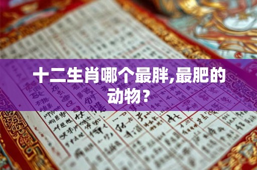 十二生肖哪个最胖,最肥的动物？
