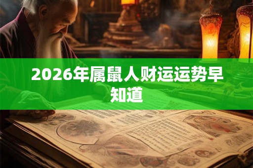 2026年属鼠人财运运势早知道 2026年属鼠人财运运势早知道