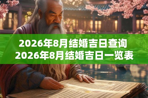 2026年8月结婚吉日查询 2026年8月结婚吉日一览表