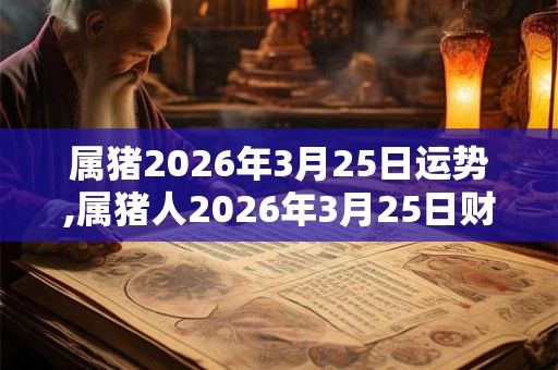 属猪2026年3月25日运势,属猪人2026年3月25日财运,生肖猪2026年3月25日运势