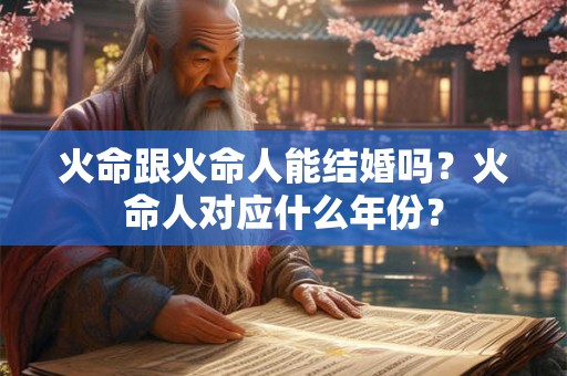 火命跟火命人能结婚吗？火命人对应什么年份？
