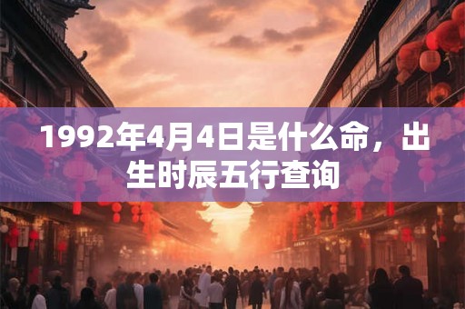 1992年4月4日是什么命，出生时辰五行查询