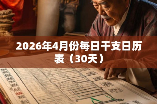2026年4月份每日干支日历表（30天）