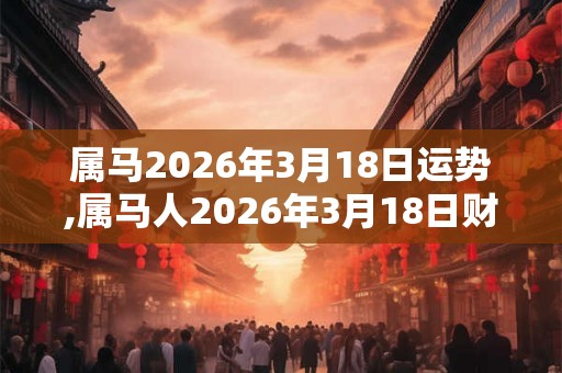 属马2026年3月18日运势,属马人2026年3月18日财运,生肖马2026年3月18日运势