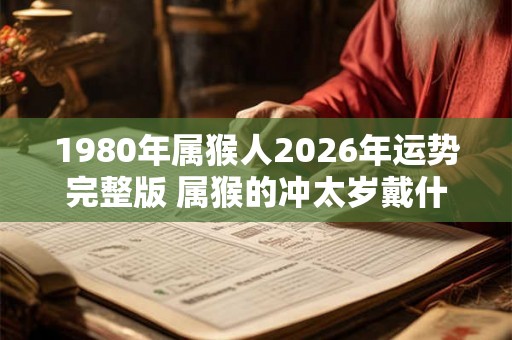 1980年属猴人2026年运势完整版 属猴的冲太岁戴什么好