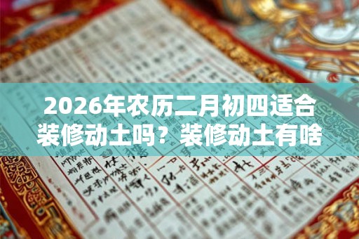 2026年农历二月初四适合装修动土吗？装修动土有啥讲究？