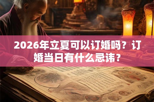 2026年立夏可以订婚吗？订婚当日有什么忌讳？