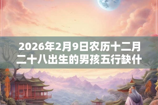 2026年2月9日农历十二月二十八出生的男孩五行缺什么