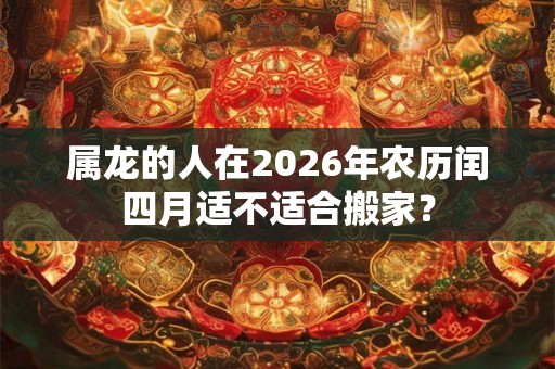 属龙的人在2026年农历闰四月适不适合搬家？