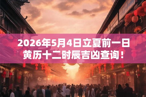 2026年5月4日立夏前一日黄历十二时辰吉凶查询！