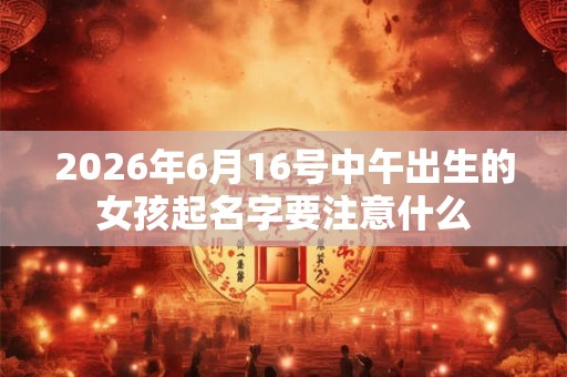 2026年6月16号中午出生的女孩起名字要注意什么