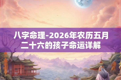 八字命理-2026年农历五月二十六的孩子命运详解