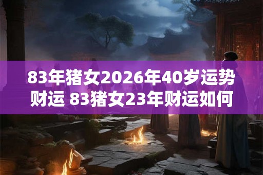 83年猪女2026年40岁运势财运 83猪女23年财运如何