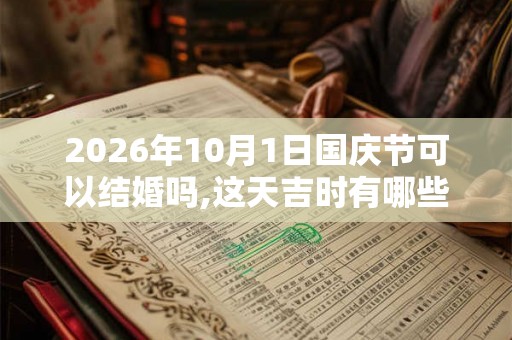 2026年10月1日国庆节可以结婚吗,这天吉时有哪些？