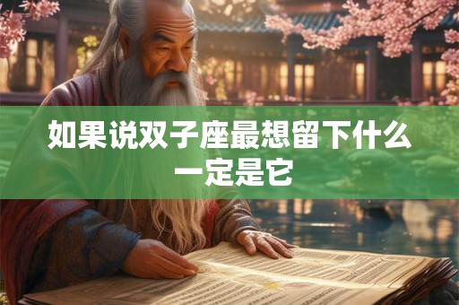 如果说双子座最想留下什么 一定是它