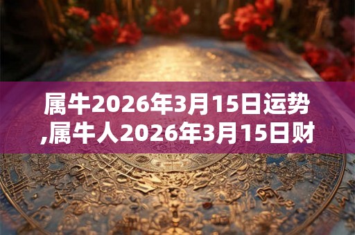属牛2026年3月15日运势,属牛人2026年3月15日财运,生肖牛2026年3月15日运势 属牛2026年3月15日运势,属牛人2026年3月15日财运,生肖牛2026年3月15日运势