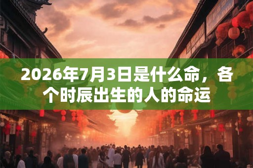 2026年7月3日是什么命，各个时辰出生的人的命运