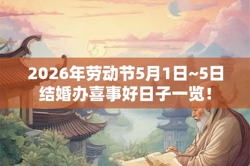 2026年劳动节5月1日~5日结婚办喜事好日子一览！