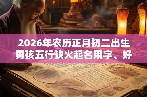 2026年农历正月初二出生男孩五行缺火起名用字、好听名字大全