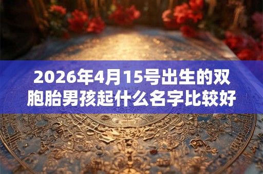 2026年4月15号出生的双胞胎男孩起什么名字比较好，五行属什么