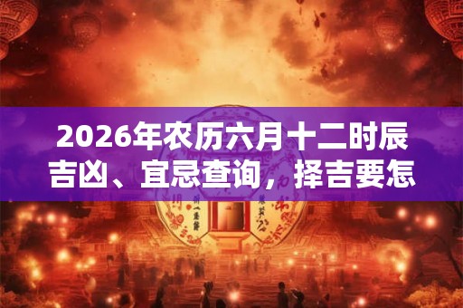 2026年农历六月十二时辰吉凶、宜忌查询，择吉要怎么看？