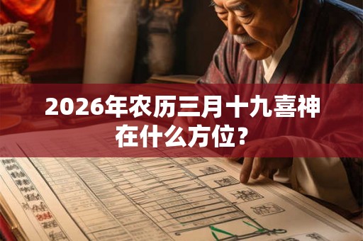 2026年农历三月十九喜神在什么方位？
