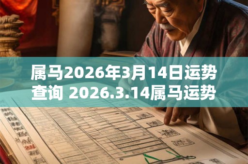 属马2026年3月14日运势查询 2026.3.14属马运势分析