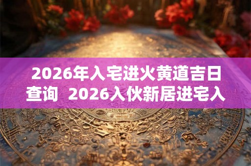 2026年入宅进火黄道吉日查询  2026入伙新居进宅入火日子