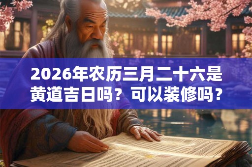 2026年农历三月二十六是黄道吉日吗？可以装修吗？