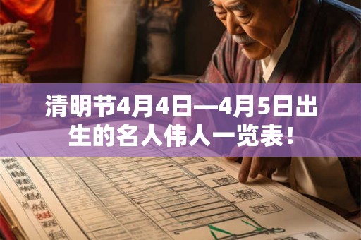 清明节4月4日—4月5日出生的名人伟人一览表！