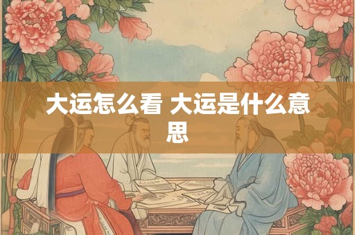 大运怎么看 大运是什么意思