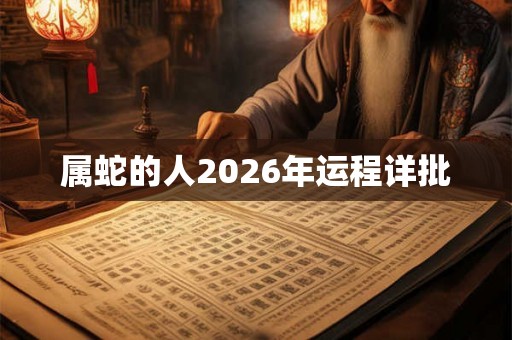 属蛇的人2026年运程详批