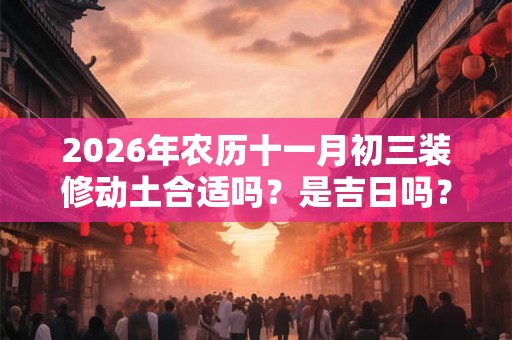 2026年农历十一月初三装修动土合适吗？是吉日吗？