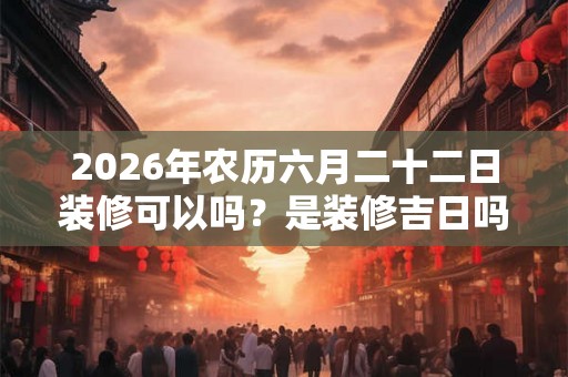 2026年农历六月二十二日装修可以吗?是装修吉日吗? 2026年农历六月二十二日装修可以吗?是装修吉日吗?