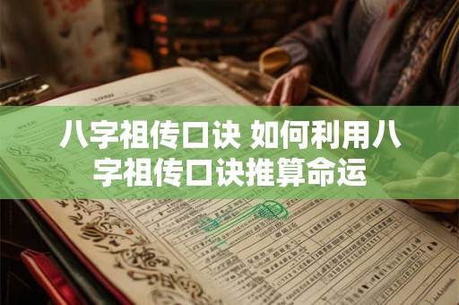八字祖传口诀 如何利用八字祖传口诀推算命运