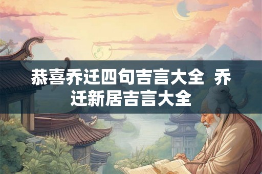 恭喜乔迁四句吉言大全 乔迁新居吉言大全 恭喜乔迁四句吉言大全 乔迁新居吉言大全