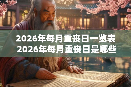 2026年每月重丧日一览表 2026年每月重丧日是哪些 2026年每月重丧日一览表 2026年每月重丧日是哪些