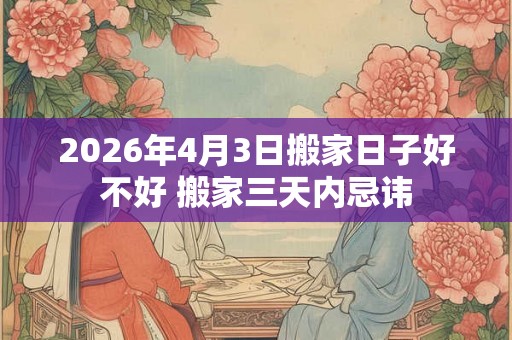 2026年4月3日搬家日子好不好 搬家三天内忌讳 2026年4月3日搬家日子好不好 搬家三天内忌讳