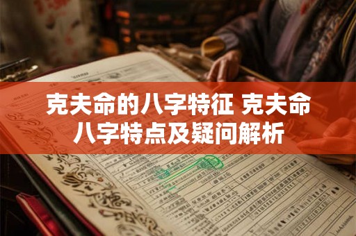 克夫命的八字特征 克夫命八字特点及疑问解析