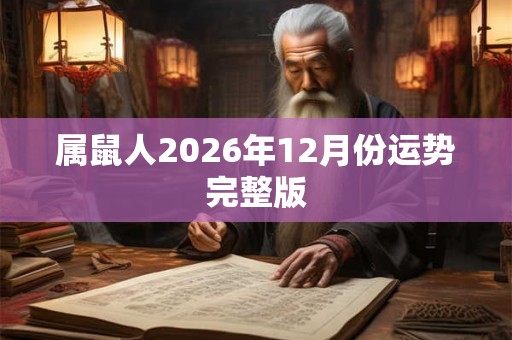 属鼠人2026年12月份运势完整版