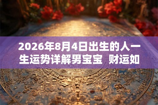 2026年8月4日出生的人一生运势详解男宝宝  财运如何