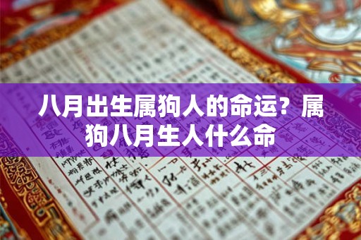 八月出生属狗人的命运？属狗八月生人什么命