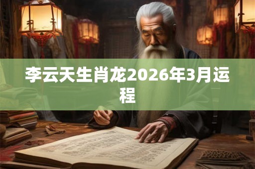 李云天生肖龙2026年3月运程